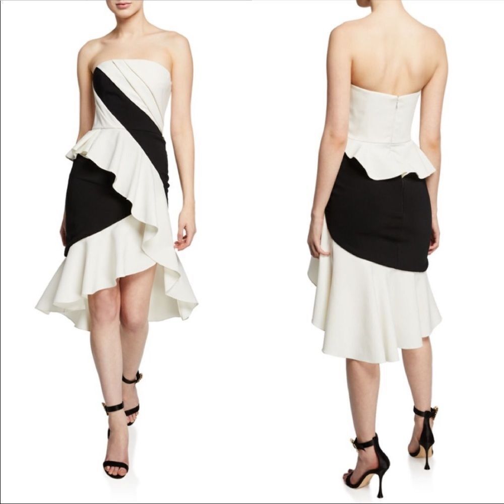 NEW! Marchesa Notte white black strapless  dress 4